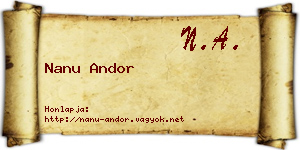 Nanu Andor névjegykártya